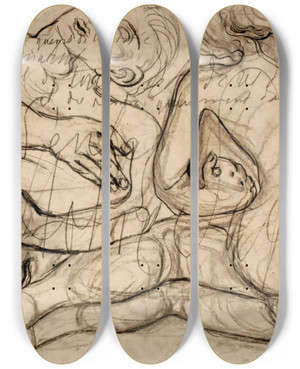 Triptych art skateboard deck of Carl Fredrik Hill Untitled by Carl Fredrik Hill (1849-1911)