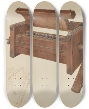 Triptych art skateboard deck of John Koehl Sausage Grinder by John Koehl