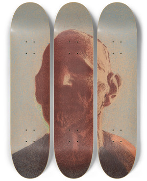 Triptych art skateboard deck of Leon Wyczkowski Autoportret by Leon Wyczolkowski (1852-1936)