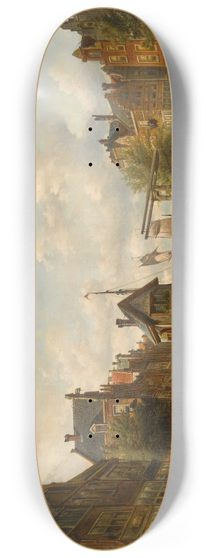 Elias Pieter van Bommel - The Singel and Brouwersgracht, Amsterdam 8.25 inch art skate deck