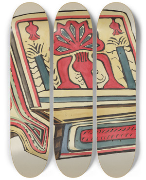 Triptych art skateboard deck of American 20Th Century Plate 18 Reading Stand Llano From Portfolio Spanish Colonial Designs Of New Mexico_2 by American 20Th Century
