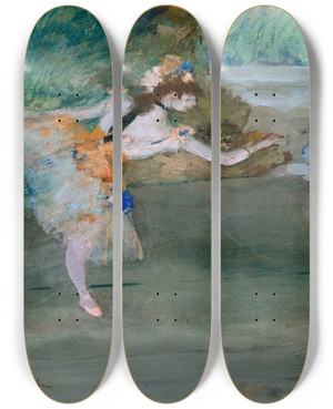 Triptych art skateboard deck of Edgar Degas Dancer Onstage by Edgar Degas (1834-1917)