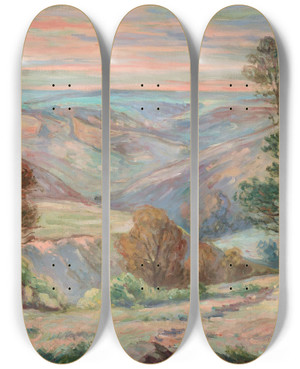Triptych art skateboard deck of Armand Guillaumin Le Puy Barriou Creuse by Armand Guillaumin (1841-1927)