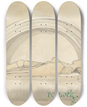 Triptych art skateboard deck of Rev James Bulwer One From A Volume Of Drawings And Prints_20 by Rev James Bulwer (1794-1879)