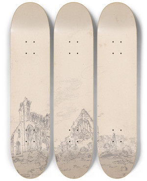 Triptych art skateboard deck of James Moore Dryburgh Abbey Scotland by James Moore (1762-1799)