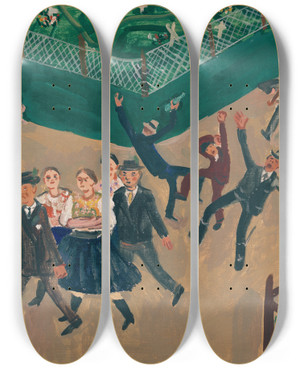 Triptych art skateboard deck of Cyprin Majernk Wedding Procession by Cyprian Majernik (1909-1945)
