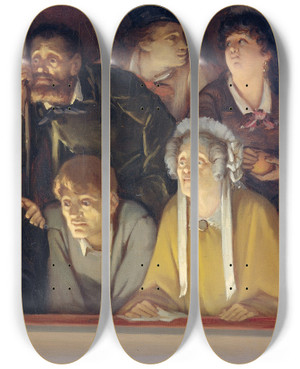 Triptych art skateboard deck of Hippolyte Michaud Theaterpubliek by Hippolyte Michaud (1823-1886)