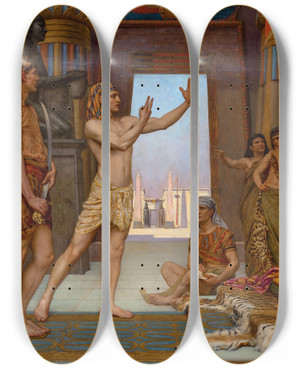 Triptych art skateboard deck of Reginald Arthur Joseph Interpreting Pharaohs Dream by Reginald Arthur (1871-1934)