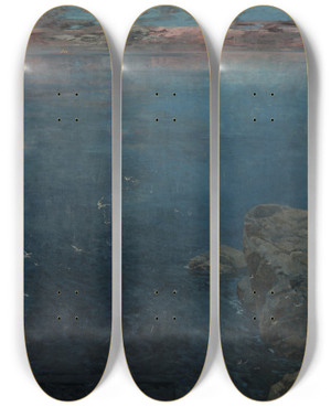 Triptych art skateboard deck of Otto Sinding The Outermost Skerries by Otto Sinding (1842-1909)