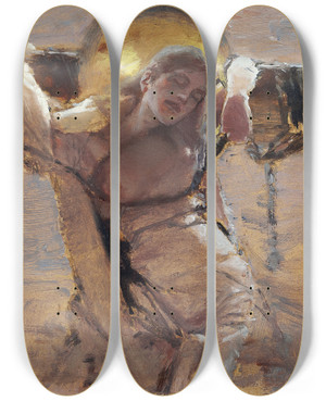 Triptych art skateboard deck of Albert Von Keller The Martyr by Albert Von Keller (1844-1920) Triptych art skateboard deck of Albert Von Keller The Martyr by Albert Von Keller (1844-1920)