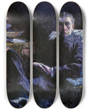 Triptych art skateboard deck of Gustave Caillebotte Portrait De Georges Roman by Gustave Caillebotte (1848-1894)
