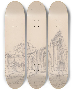 Triptych art skateboard deck of James Moore Pluscarden Abbey Scotland_3 by James Moore (1762-1799)