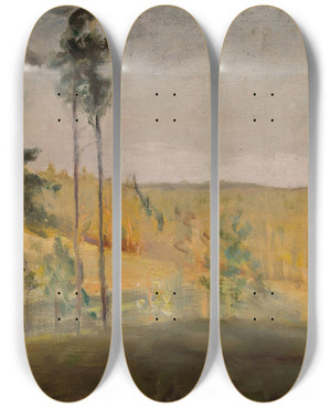 Triptych art skateboard deck of Jan Cigliski Terioki Finland by Jan Ciaglinski (1858-1913)