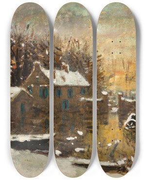 Triptych art skateboard deck of Pierreeugne Montzin Paysage Sous Neige by Pierre-Eugne Montzin (1874-1946) Triptych art skateboard deck of Pierreeugne Montzin Paysage Sous Neige by Pierre-Eugne Montzin (1874-1946)
