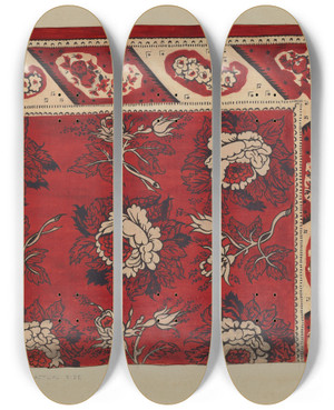 Triptych art skateboard deck of Edith Miller Bandanna by Edith Miller