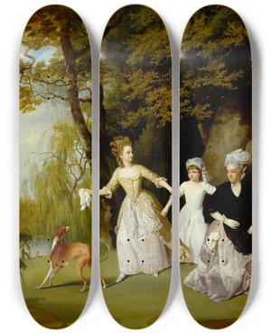 Triptych art skateboard deck of Francis Wheatley The Wilkinson Family by Francis Wheatley (1747-1801)