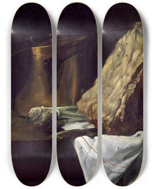 Triptych art skateboard deck of Franois Bonvin Still Life_1 by Francois Bonvin (1817-1887)