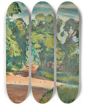 Triptych art skateboard deck of Emile Othon Friesz La Croise Des Chemins by Emile Othon Friesz (1879-1949)