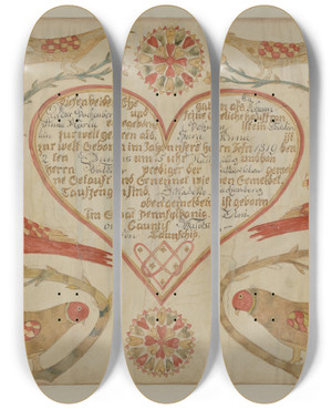 Triptych art skateboard deck of Charles Roadman Fractur by Charles Roadman