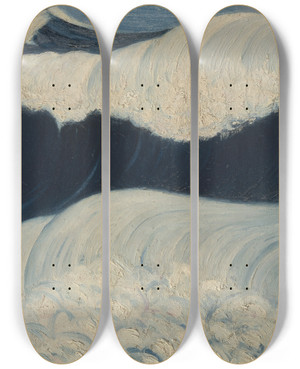 Triptych art skateboard deck of Christopher R W Nevinson The Wave by Christopher R W Nevinson (1889-1946)