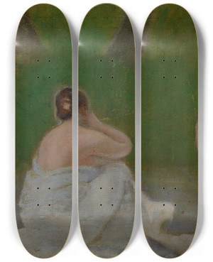 Triptych art skateboard deck of Stanisaw Dbicki In The Park by Stanislaw Debicki (1866-1924)