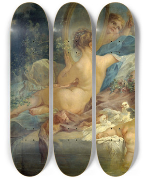 Triptych art skateboard deck of Franois Boucher La Toilette De Vnus by Francois Boucher (1703-1770)