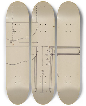 Triptych art skateboard deck of Nicholas Acampora Table by Nicholas Acampora