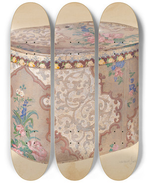 Triptych art skateboard deck of Gilbert Sackerman Bandbox_10 by Gilbert Sackerman (20-)