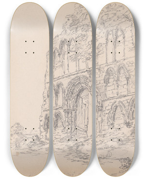 Triptych art skateboard deck of James Moore Gateshead Abbey by James Moore (1762-1799)