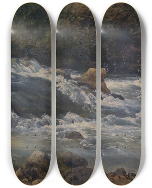 Triptych art skateboard deck of Jacquesraymond Brascassat Torrent by Jacques Raymond Brascassat (1804-1867)