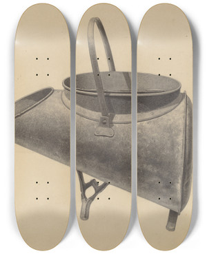 Triptych art skateboard deck of Mildred Ford Coal Scuttle by Mildred Ford (20-)