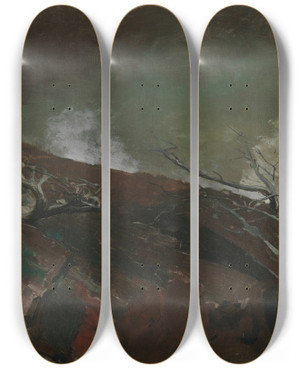 Triptych art skateboard deck of Winslow Homer Coast Of Maine by Winslow Homer (1836-1910)