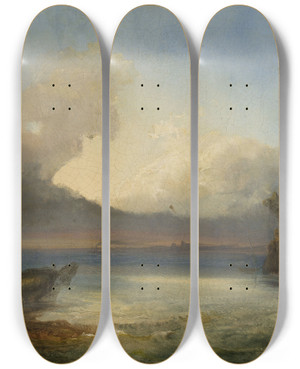 Triptych art skateboard deck of James Baker Pyne Marine Landscape by James Baker Pyne (1800-1870)