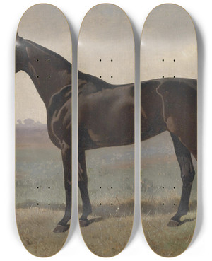 Triptych art skateboard deck of Emil Volkers Rappe In Landschaft by Emil Volkers (1831-1905)