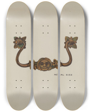 Triptych art skateboard deck of Harry Mann Waddell Handle by Harry Mann Waddell (1876-1956)
