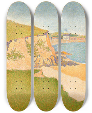 Triptych art skateboard deck of Paul Signac Portrieux Tertre Denis by Paul Signac (1863-1935)