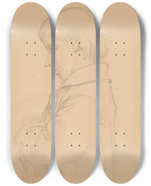 Triptych art skateboard deck of Jzef Simmler Halflength Figure Of A Boy In Profile To The Left by Jozef Simmler (1823-1868)