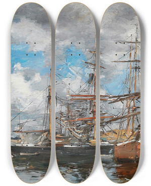 Triptych art skateboard deck of Eugne Boudin Le Bassin De Deauville by Eugene Boudin (1824-1898) Triptych art skateboard deck of Eugne Boudin Le Bassin De Deauville by Eugene Boudin (1824-1898)
