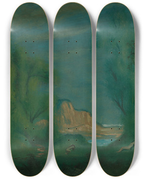 Triptych art skateboard deck of Louis Michel Eilshemius Nymphs Sleeping by Louis Michel Eilshemius (1864-1941)