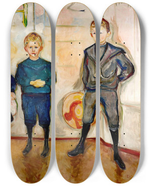 Triptych art skateboard deck of Edvard Munch Dr Lindes Sons by Edvard Munch (1863-1944)