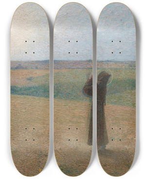 Triptych art skateboard deck of Henri Martin Saint Francis Of Assisi by Henri Martin (1860-1943)