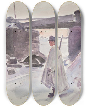 Triptych art skateboard deck of Ivan Ivanec Onierz Legionu Ukraiskich Strzelcw Siczowych 19141920 Stojcy Na Warcie Przy Mocie by Ivan Ivanec (1893-1946)