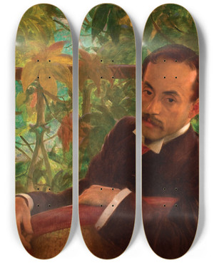 Triptych art skateboard deck of Eliseu Visconti Retrato De Ovdio Romeiro by Eliseu Visconti (1866-1944)