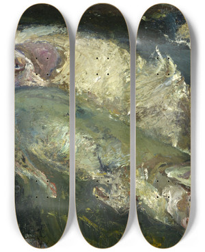 Triptych art skateboard deck of Cham Soutine Les Porcs by Chaim Soutine (1893-1943)
