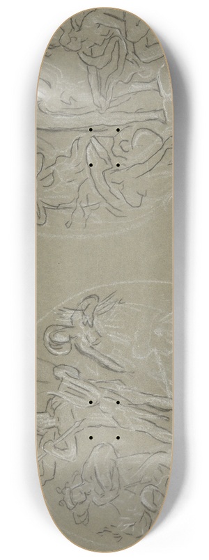 Elihu Vedder - Sheet of studies for HuntingtonCeiling 8.25 inch art skate deck