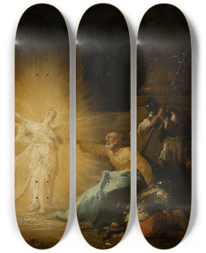 Triptych art skateboard deck of Johann Georg Trautmann The Liberation Of St Peter by Johann Georg Trautmann (1713-1769)
