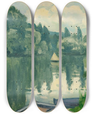 Triptych art skateboard deck of Albert Marquet La Petite Voile Poissy by Albert Marquet (1875-1947)