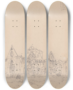 Triptych art skateboard deck of James Moore Pluscarden Abbey Scotland_2 by James Moore (1762-1799)