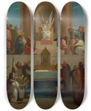Triptych art skateboard deck of Louis Charles Timbal La Thologie by Louis Charles Timbal (1821-1880)