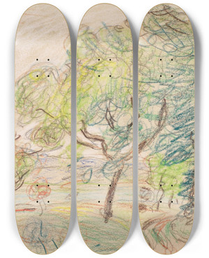 Triptych art skateboard deck of Alfred Sisley Chemin La Lisire Dun Bois by Alfred Sisley (1840-1899)